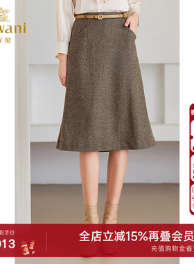 乔万尼绵羊毛半身裙商场同款a字版型显瘦百搭精致优雅设计ET4D809