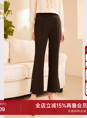 乔万尼2026春新品微喇裤黑色气质长裤开叉设计气质高级感ET3F622