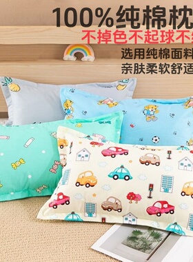 100%纯棉加厚枕套30x50cm儿童幼儿园枕芯枕头套乳胶可爱卡通40x60