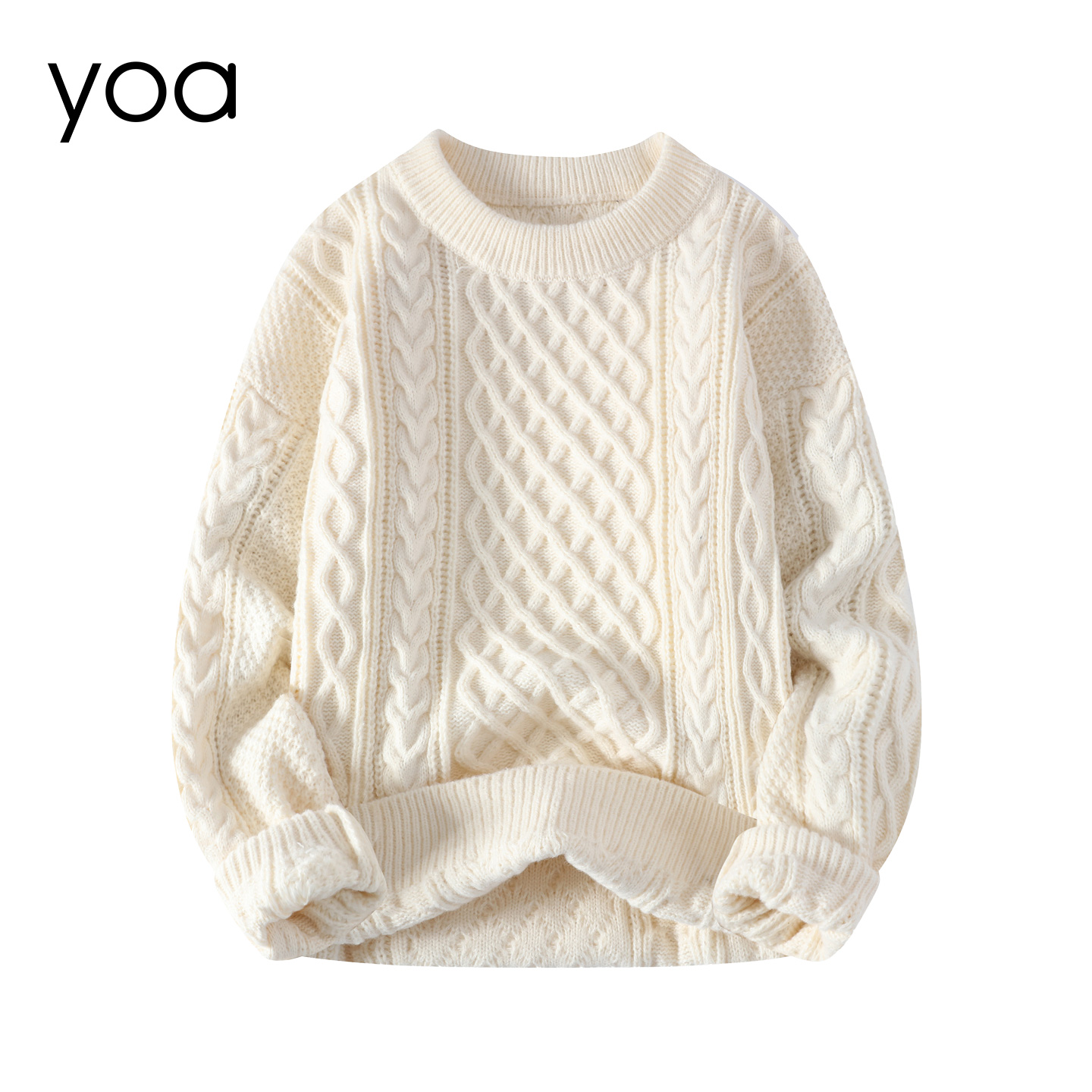 YOA圆领毛衣男士秋冬季2025新款