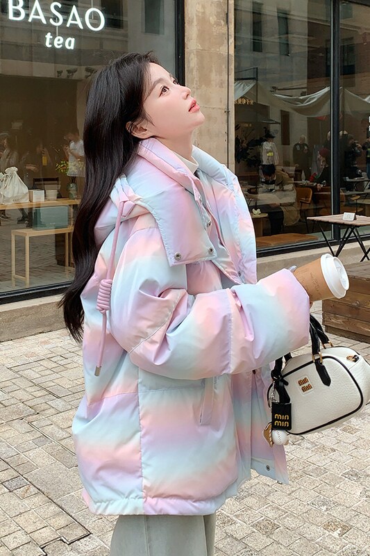 有货动销款2025彩虹连帽白鹅绒保暖外套2C002A632P305K458,女装羽绒服,2C002