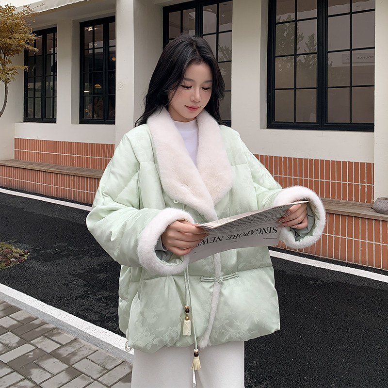 大量有货 2026冬季新中式提花水貂毛羽绒服2C002 A618 P265 K398图片