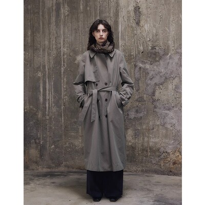 复古经典可拆卸腰带长款风衣外套