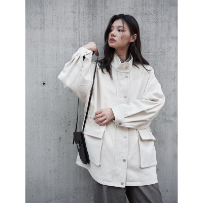 100%棉休闲腰部抽绳工装夹克