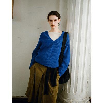 100%羊毛u领百搭针织衫毛衣