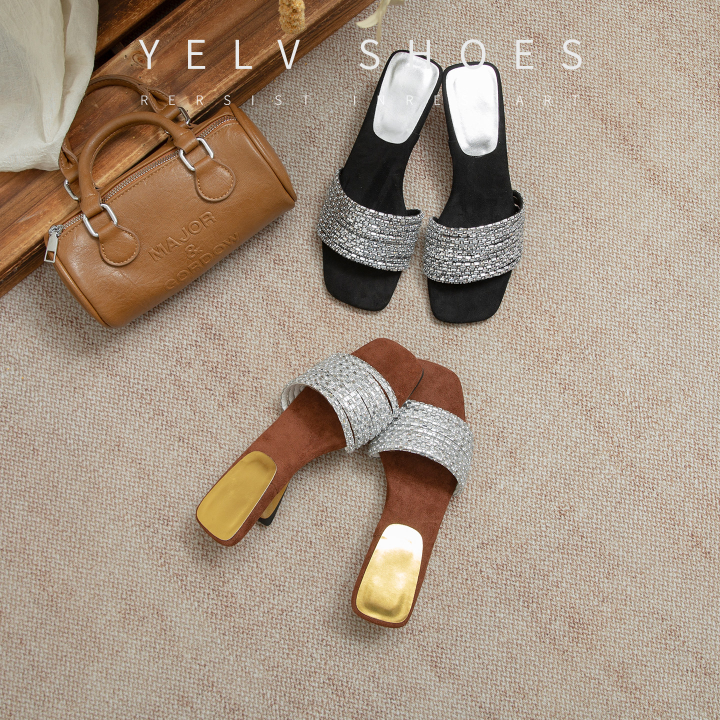 羊皮版~坡跟法式凉拖鞋外穿女鞋2026年新款小众配裙子方头一字拖