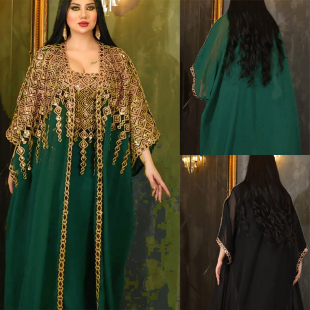 印尼迪拜沙特中东长裙阿拉伯长袍女装 两件套连衣裙Dress 中东新款