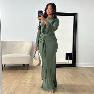 春秋中东民族服饰2024优雅喇叭袖通勤长袍收腰鱼尾连衣裙Dresses