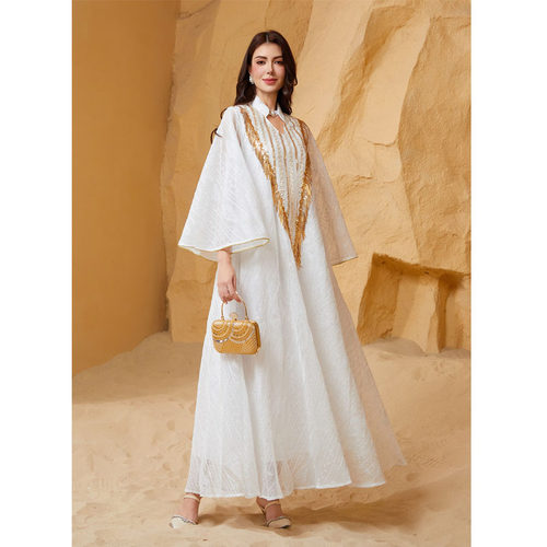 网纱亮片刺绣流苏连衣长裙dress