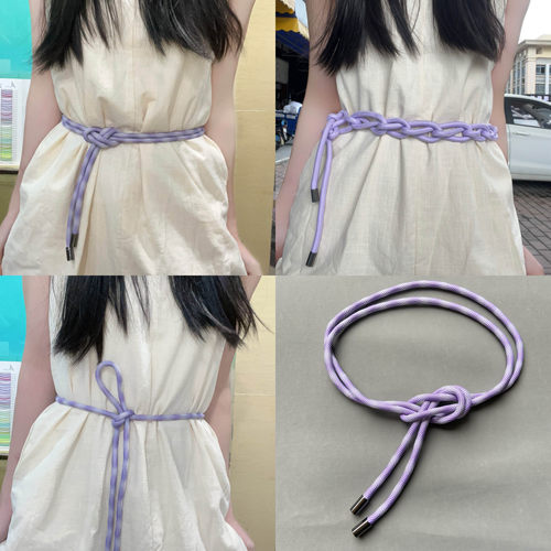 打结腰带链配裙子大衣毛衣羽绒服