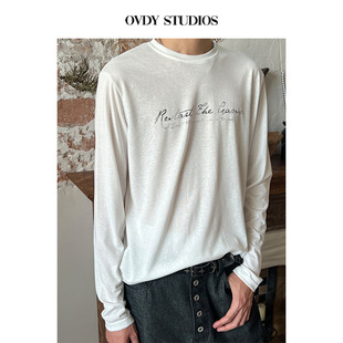 OVDY松弛感废土风打底衫早秋上衣小众设计感新贵卓越质感长袖T恤