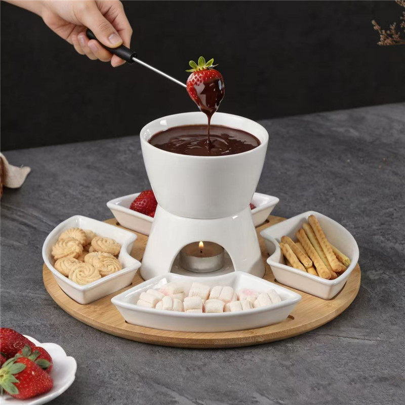 瑞士奶酪火锅冰淇淋火锅套装巧克力芝士融化炉家用陶瓷炉蜡烛保温