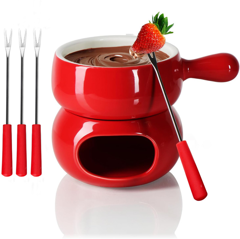 创意带手柄巧克力加热炉陶瓷芝士火锅炉冰淇淋甜品火锅套装保温炉