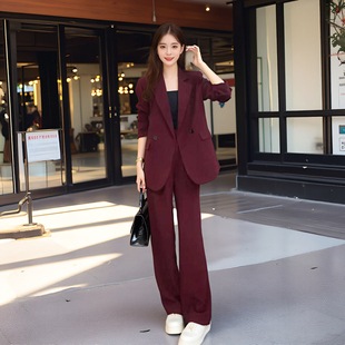 西装 胖mm轻奢高级感职业气质西服阔腿裤 套装 新款 两件套 女秋季 大码