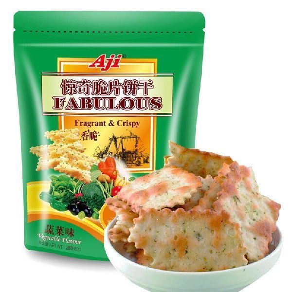 Aji 零食早餐 惊奇脆片饼干 酥脆可口 鲜绿蔬菜味280g/袋