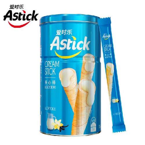 爱时乐（Astick）香草牛奶味夹心棒(注心饼干）蛋卷威化饼干休闲
