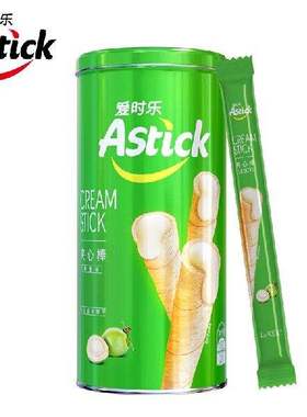新款 爱时乐（Astick）椰香味夹心棒(注心）蛋卷威化饼干休闲零食