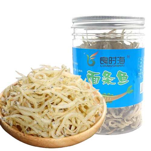 新款 良时海鱼110G/罐小银鱼干淡干面条鱼无骨无刺海产干货果肉条