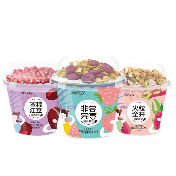 雅弥优格 嚼绊酸奶谷粒酸奶饮品145g*6杯（火龙果+草莓+红豆）年