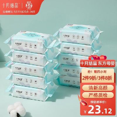 十月结晶婴儿手口湿纸巾【25抽*10包】宝宝湿巾迷你便携装