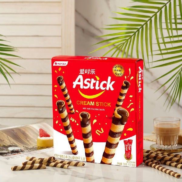 爱时乐（Astick）巧克力味夹心棒(注心饼干）蛋卷威化饼干 288g盒
