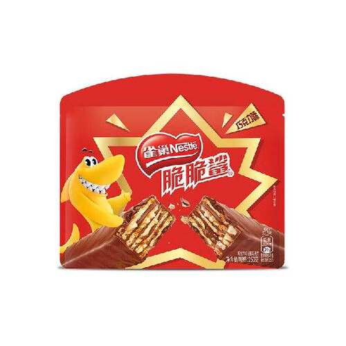 新款（）脆脆鲨休闲零食威化饼干巧克力味250g早餐下午果肉条箱装