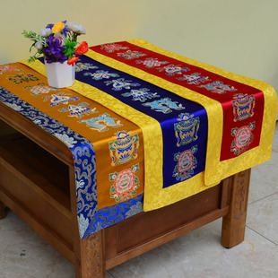 藏式八吉祥古风桌旗2024新款流苏长条高级感小桌旗供佛香案盖台布