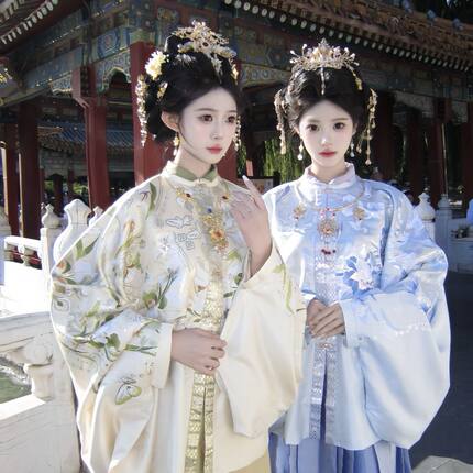 原创汉服女明制妆花圆领袍织金马面裙仙气中国风套装华丽马面裙