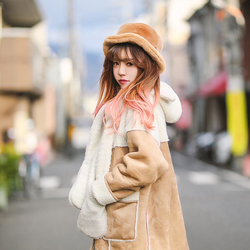 冬季毛绒女巫帽短檐日系