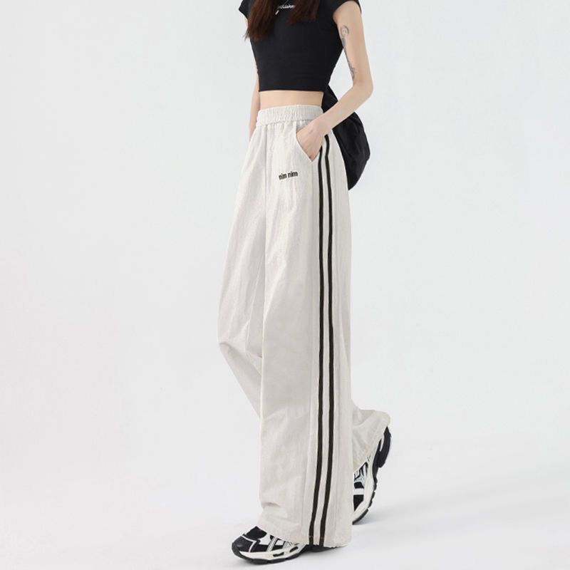 美式白色速干工装裤女夏季薄款2025新款宽松休闲运动阔腿裤子女