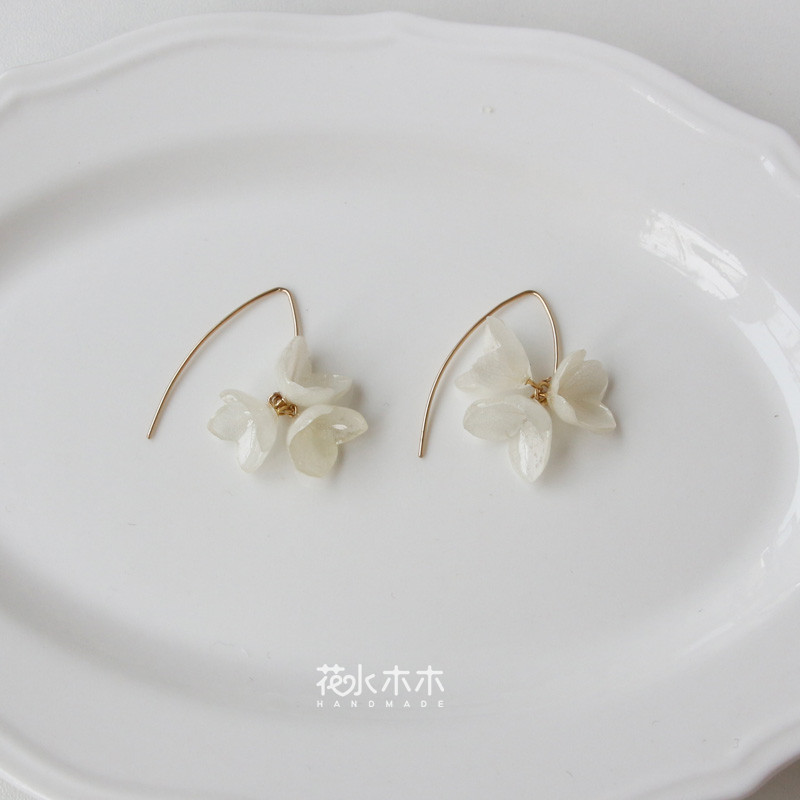 花水木木绣球真花朵耳饰花簇耳钩复古甜美小众设计感2022新潮耳饰