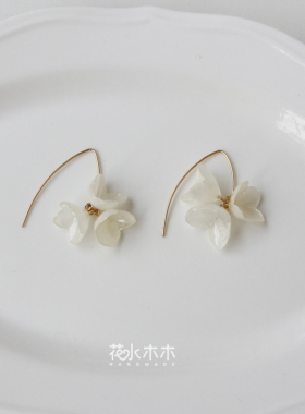 耳钩小众设计甜美复古永生花女
