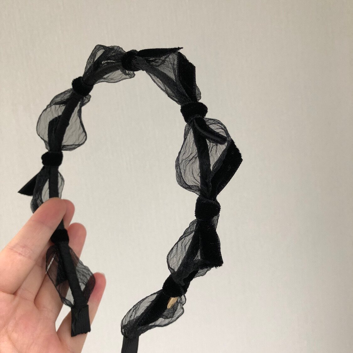 花水木木手作日本进口欧根纱双面绒蝴蝶结发箍增高颅顶气质发箍