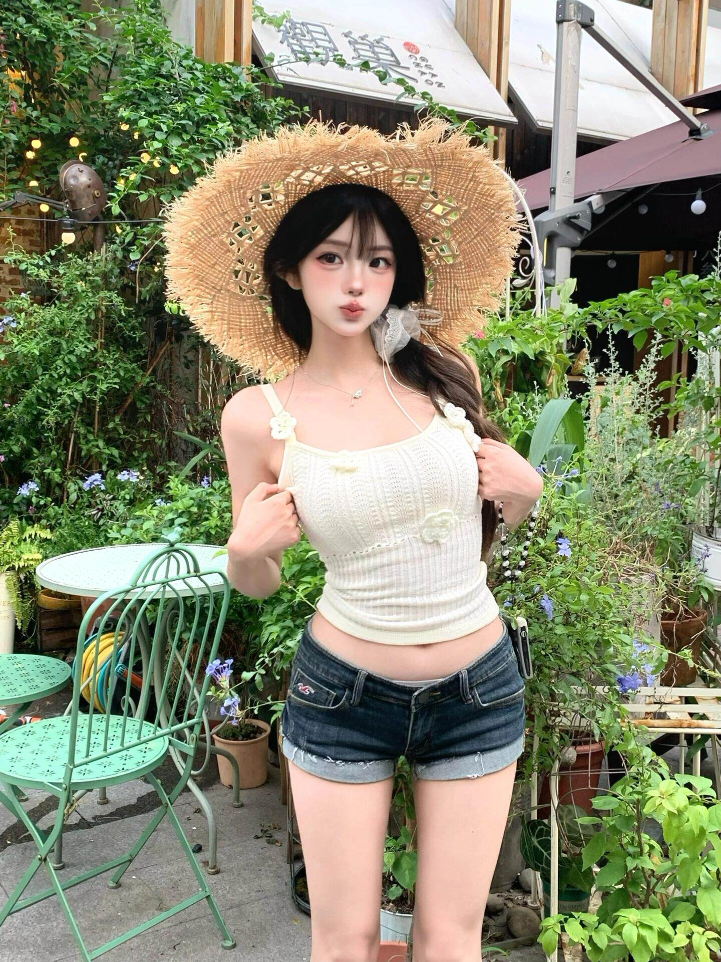 美式千禧辣妹紧身弹力低腰卷边牛仔超短裤女修身显瘦包臀直筒热裤