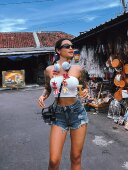 性感辣妹高腰水洗磨破毛边牛仔短裤 女夏季 新款 欧美式 显瘦包臀热裤