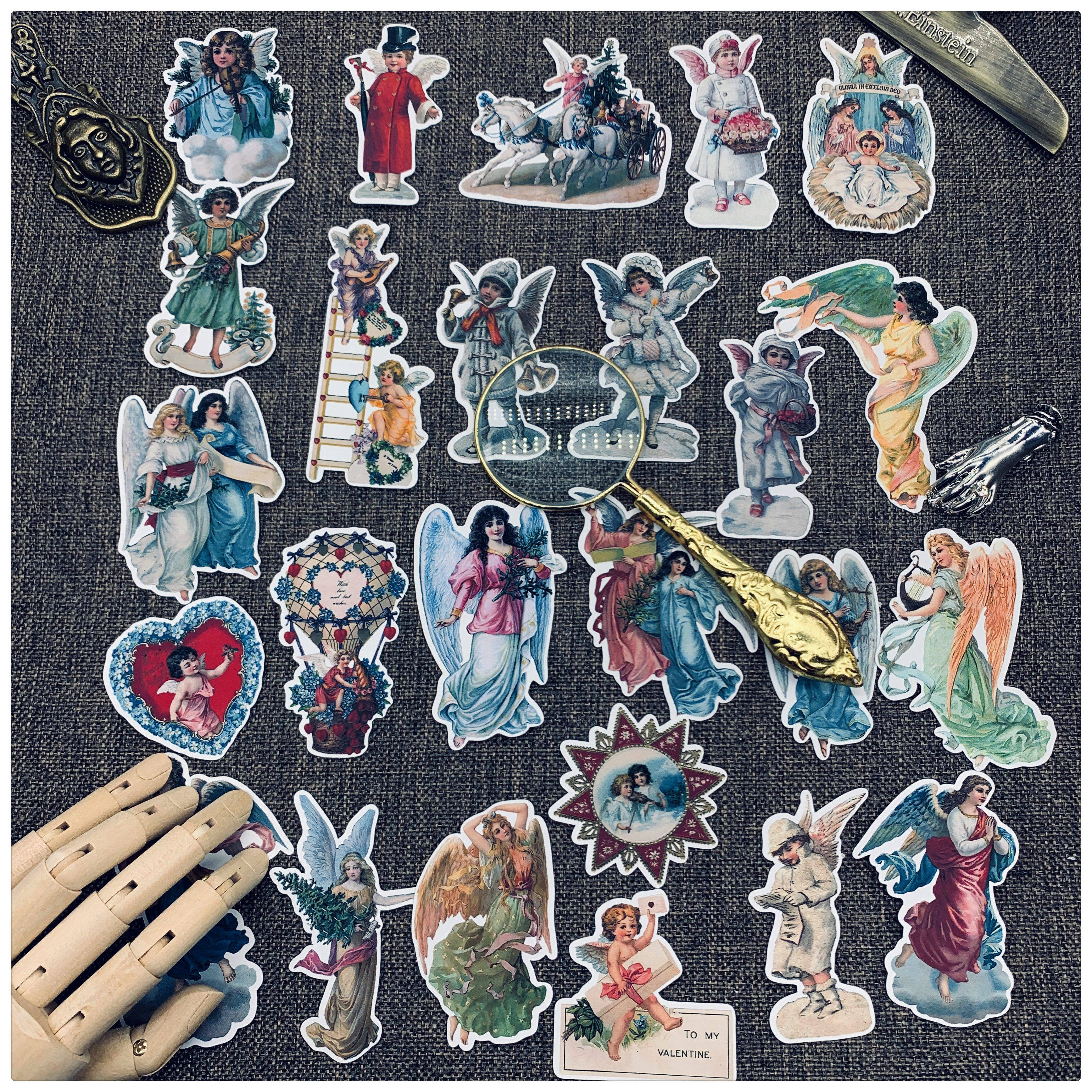 手帐装饰 tn复古vintage 复古天使angel 25枚手账贴纸 25元包邮