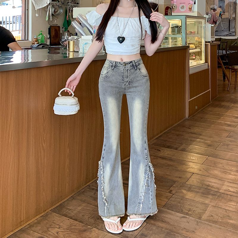辣妹低腰微喇牛仔裤裤子女款2026秋季新款修身显瘦直筒裤喇叭裤潮图片