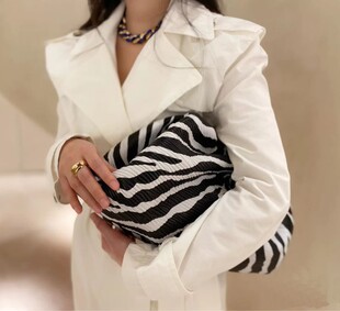 2020新款潮网红明星同款斑马纹云朵包褶皱大容量斜跨饺子手拿包女