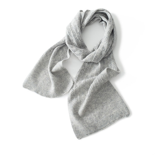 秋冬季复古镂空纯色山羊绒围巾女薄款保暖护颈针织时尚短款小围脖