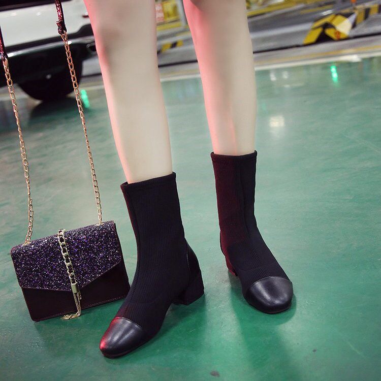 Women's Boots Autumn and winter new pattern 2018 Versatile leisure time Korean Edition ventilation Round Stretch fabric With crude Bootie Riding bootsin the Women's Shoes, Boots  category - from Buy2taobao.com to provide professional Taobao agent buy service