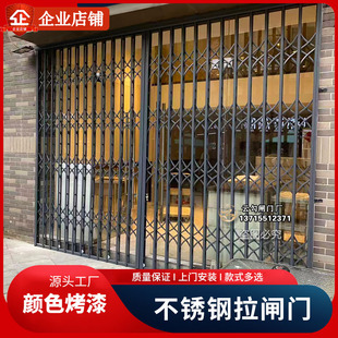 不锈钢拉闸门阳台推拉门家用入户通风折叠门安全防盗伸缩门窗厂家