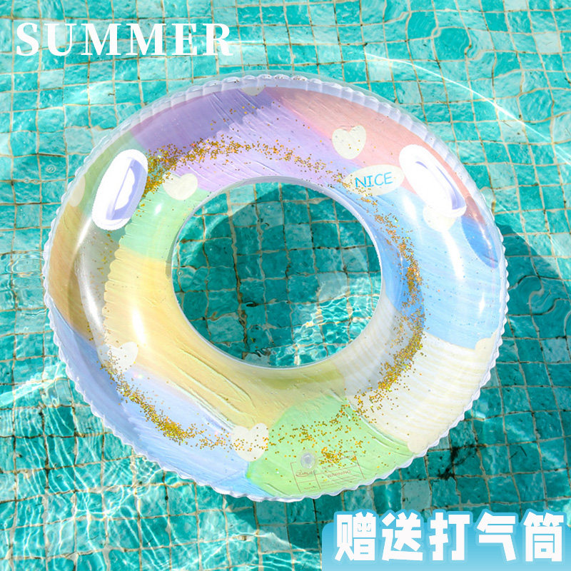 Đầm thời trang tranh sơn dầu bơi vòng Ins Internet người nổi tiếng trẻ em người lớn nước bơi thiết bị nam nữ dày phao cứu sinh phao bơi tròn cửa hàng intex
