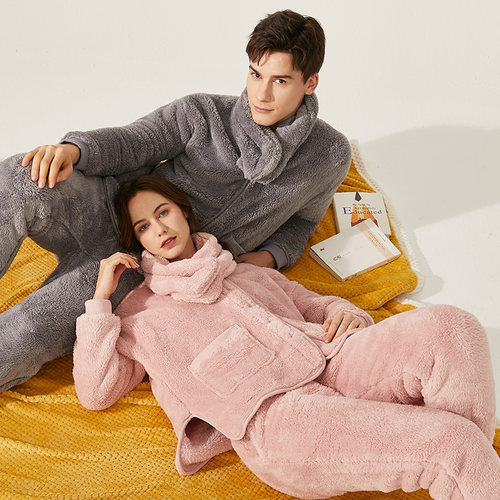 睡衣情侣冬季长袖珊瑚绒家居服