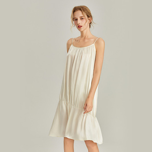 真丝睡裙高级感19姆米重磅宫廷风白色吊带睡裙女 法式 夏季 2024新款
