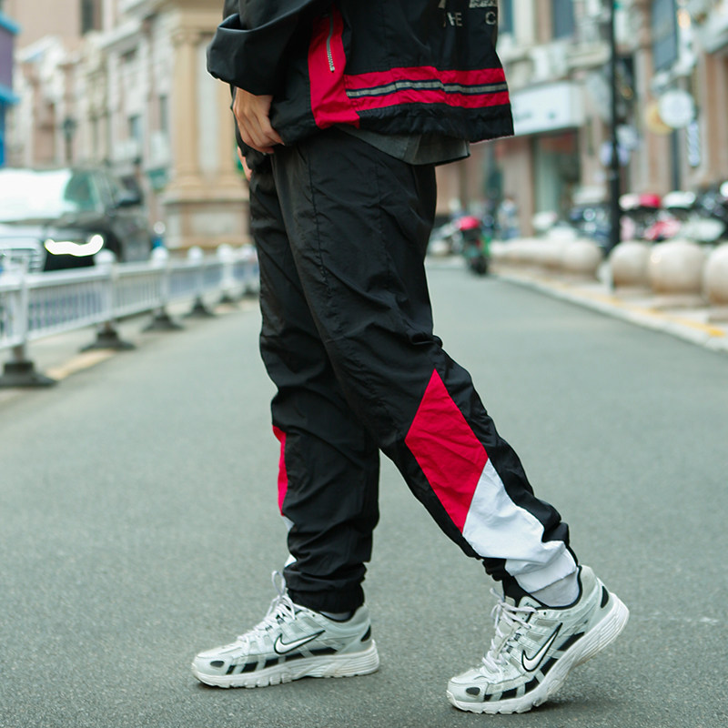 拼色运动裤黑白红新款男士条纹拼接休闲裤子束口薄款网布练舞bboy|msdalam kategori Pakaian Lelaki, seluar santai - dari Buy2taobao.com untuk memberikan perkhidmatan ejen Taobao profesional membeli