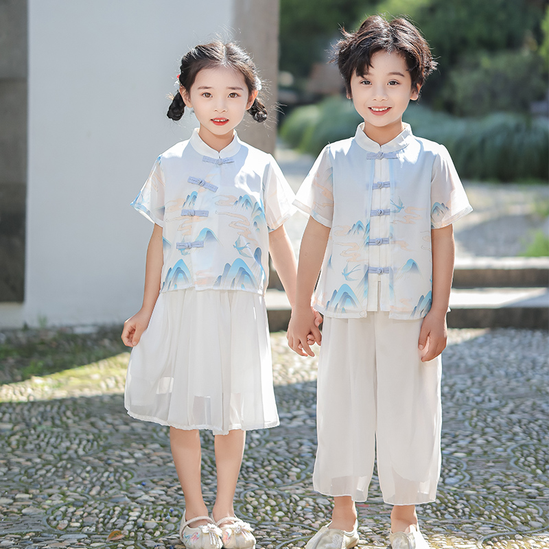 男女生汉服套装夏季帅气儿童中国风国学服古装唐装幼儿园演出服