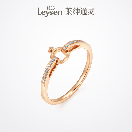 莱绅通灵珠宝 指尖华冠 18k金钻石戒指 求婚钻戒女bb戒可转动