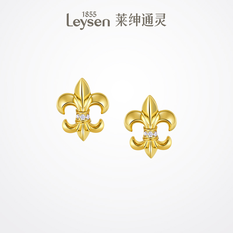 【商场同款】莱绅通灵珠宝 18K金钻石耳钉耳饰耳坠 王后鸢尾花