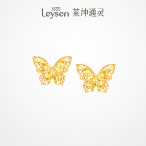 【计价金】莱绅通灵珠宝 Destiny蝴蝶足金耳钉耳饰耳环