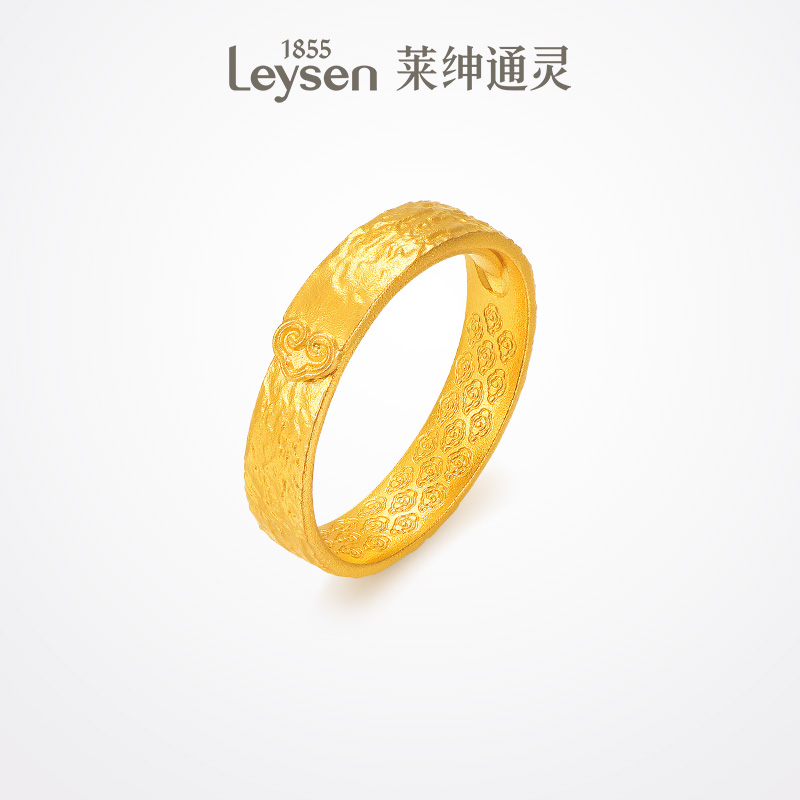 【计价金新品】莱绅通灵鎏金岁月 祥云古法黄金足金999活口戒指